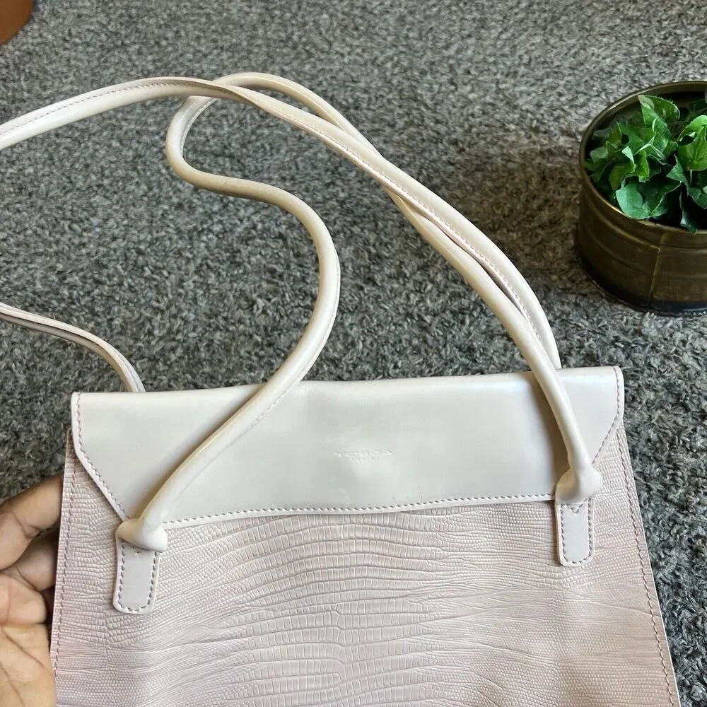 Vtg Tosca Blu Baby Pink Snake Leather Hand Bag Purse Satchel Shoulder Italy